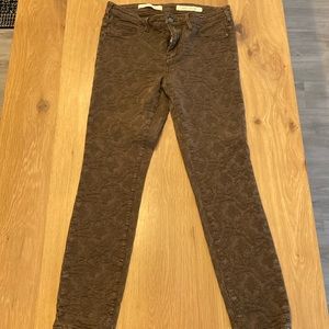 Anthropology skinny taupe color jean with floral patter